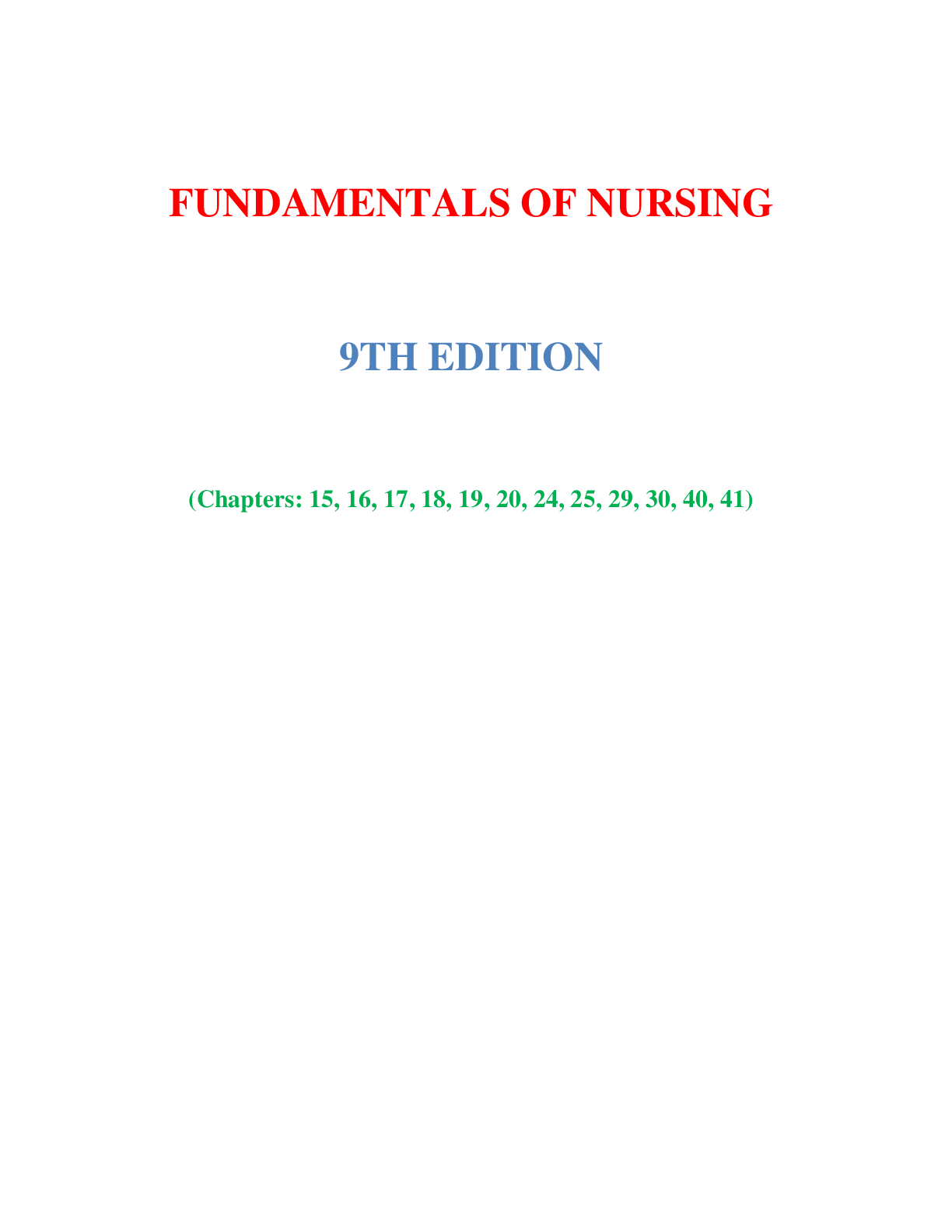 Preview image for Fundamentals of Nursing 9th edition - Potter